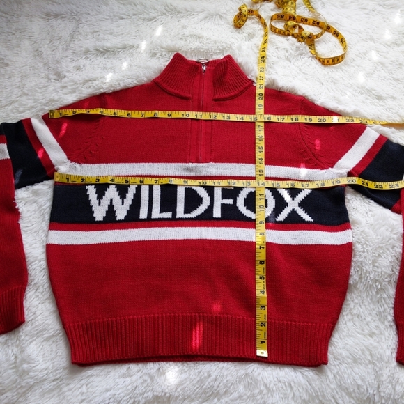 WILDFOX bold graphic print half zip pullover sweater - Picture 6 of 7